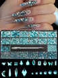 21 Grid Nail Art Rhinestone Set - Multi-Style Flat Bottom Glass Diamonds