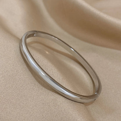 Smooth Stainless Steel Cuff Bangle Bracelet - Gold, Rose Gold or Silver, 60mm, Waterproof, Stackable