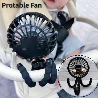 USB Rechargeable Folding Handheld Fan - Portable Silent Mini Fan for Stroller, Desk & Neck