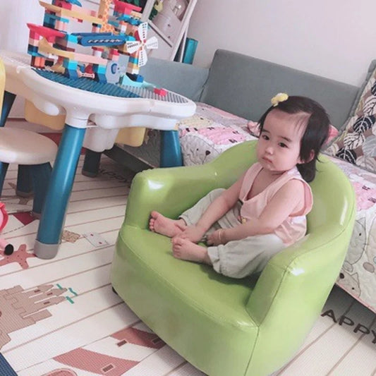 Kids Cartoon Sofa Chair — Children's Toddler Armchair & Learning Stool, Wooden Frame with High-Elastic Foam (22 x 21 x 19.7 in | 56 x 54 x 50 cm)