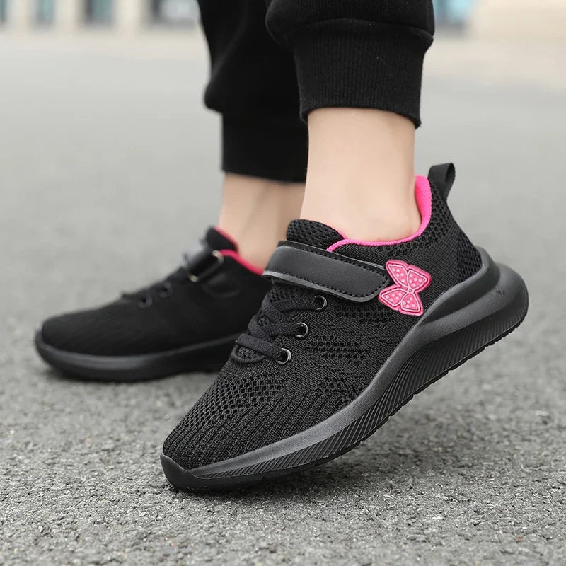 Girls’ Casual Sneakers with Polyester Upper, Sizes 28–40