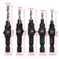 5pc Hex Shank Countersink & Taper Drill Bit Set for Wood (56–69mm) – Screw Hole Opener & Reamer