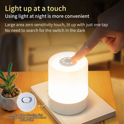 LED Touch Night Light USB Rechargeable 3-Color Dimmable Table Lamp with Remote – Bedside Bedroom Decor