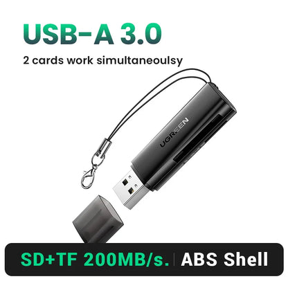 USB 3.0 & USB-C SD MicroSD TF Card Reader — Dual-Slot Memory Card Reader, OTG & Plug-and-Play, 5Gbps