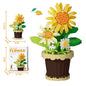 Creative Building Block Bouquet, Eternal Flower Plant Potted Gift, Rose Sunflower Potted Plant, Assembled Building Block Toy