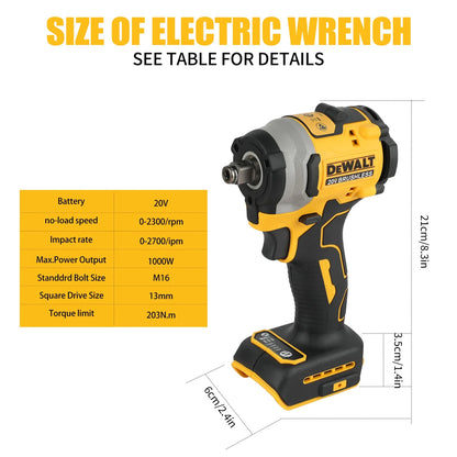 Cordless 20V Brushless Impact Wrench Rechargeable Lithium-Ion High Torque Power Tool