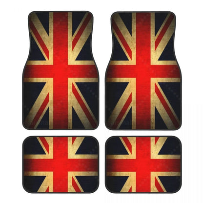 Custom Fit Car Floor Mats Front & Rear Set – Union Jack Flag Design – Non-Slip, Easy Clean