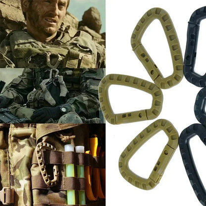 Tactical Carabiner D-Ring Clips for Backpack & Keychain - 1-10 Pack