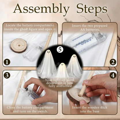 DIY Lighted Ghost Tabletop Halloween Decoration Kit