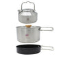 Stainless Steel Camping Cookware Set – Kettle, Pot & Pan for 2–3 People, Portable Outdoor Cooking
