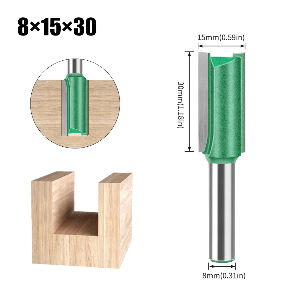 Tungsten Carbide Router Bit 3-20mm (0.12-0.79 in) Diameter, 8mm (0.315 in) Shank, Single/Double Flute Straight Bit for Woodworking