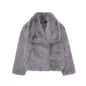 Cropped Faux Fur Jacket for Women – Long Sleeve Snap-Button Lapel Collar Thick Winter Coat