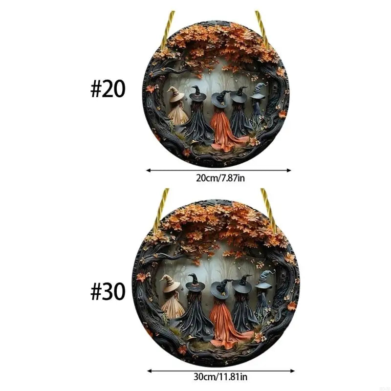 Halloween Wooden Door Sign with Witch Pattern