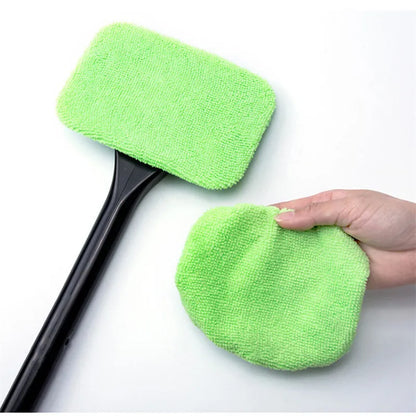 Universal Car Window Cleaning Brush with 3D Cartoon Sticker, Microfiber Windshield Cleaner – 13.4in (35 cm) Handle