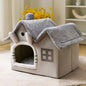 Foldable Plush Pet House Bed — Cozy Winter Dog & Cat Nest, Puppy Cave Sofa for Small & Medium Pets (S/M/L, Removable Cover)