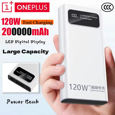 200000mAh 120W Fast Charging Portable Power Bank with LED Digital Display – USB-C & USB-A External Battery for Smartphones & Tablets