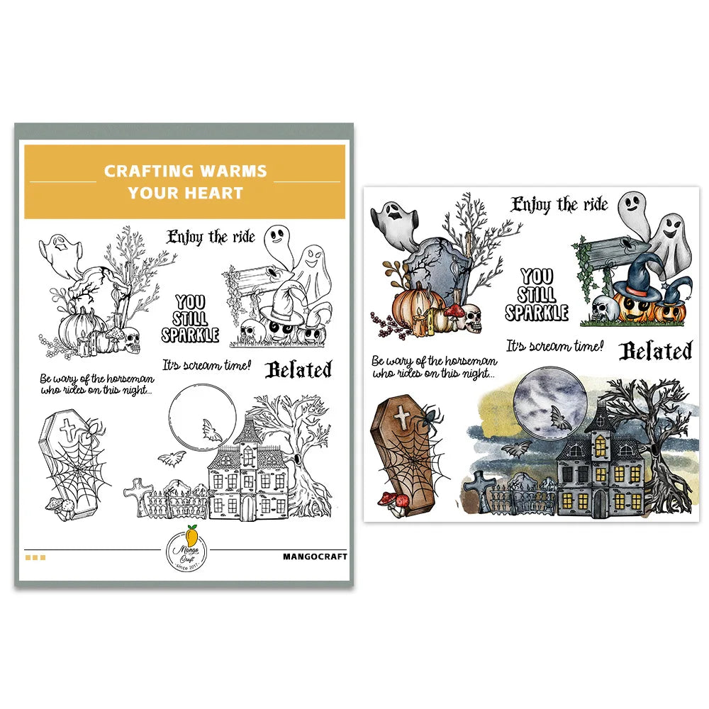 Halloween Transparent Silicone Stamp Set, Coded Designs