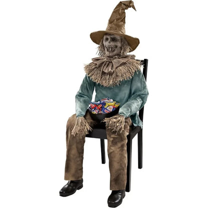 Sitting Scarecrow Animatronic Halloween Prop with Pop-Up Motion