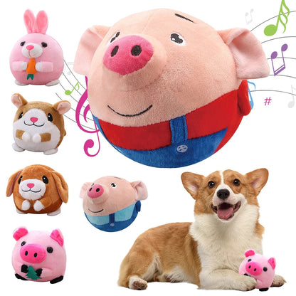 Automatic Plush Bouncing Dog Toy 5.9in (15 cm) Interactive Squeaky Self-Moving Bite-Resistant for Small & Medium Dogs