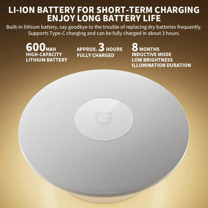 Rechargeable LED Motion Sensor Night Light, Adjustable Brightness, Infrared Human Sensor, Magnetic Base, USB-C