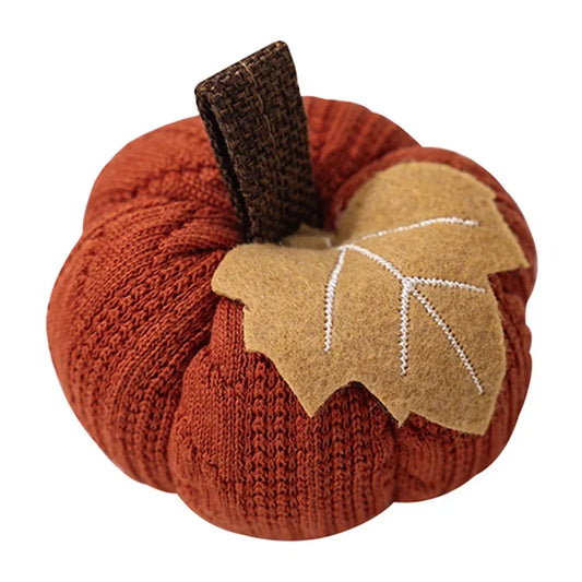 Knitted Soft Artificial Pumpkin Ornament – 9×6cm Wool Fabric Decorative Pumpkin for Halloween, Thanksgiving & Home Decor – Orange, Grey or White
