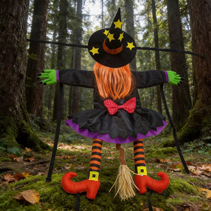 Halloween Witch Crashing Into Tree Decoration - 100 x 110 cm