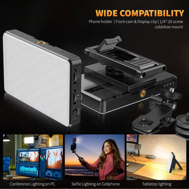 120 LED 3000Mah Rechargeable Clip Video Light Adjusted 3 Light Modes for iPad Laptop Makeup TikTok Selfie Vlog Live Stream
