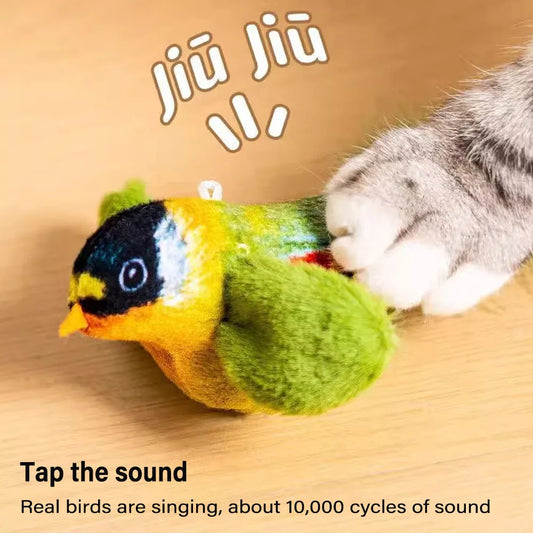 Interactive Feather Bird Cat Toy — Wall-Hanging Sounding Cat Teaser with Catnip