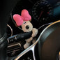 Kawaii Plush Puppy Clutch Decoration – Cute Dog Car Wiper & Turn Signal Switch Ornament with Bowknot | Auto Interior Accessories