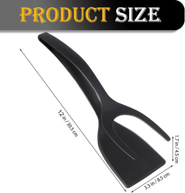 2-in-1 Grip & Flip Spatula Tongs – Nylon Nonstick Egg Flipper, Pancake & Omelet Turner