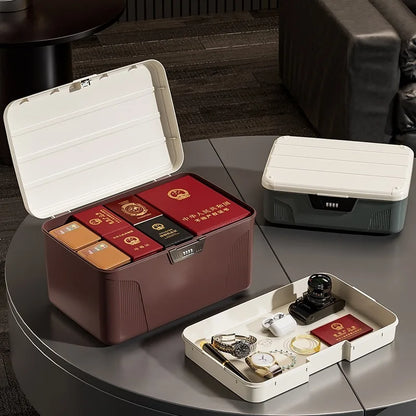 4-Digit Combination Lock Safe Box – Portable Security Organizer for Passports, Cash & Jewelry