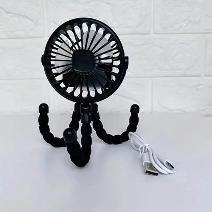 USB Rechargeable Folding Handheld Fan - Portable Silent Mini Fan for Stroller, Desk & Neck