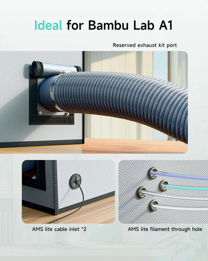 Fireproof 3D Printer Enclosure with LED Light & Constant Temperature Control — Desktop FDM Printer Cover