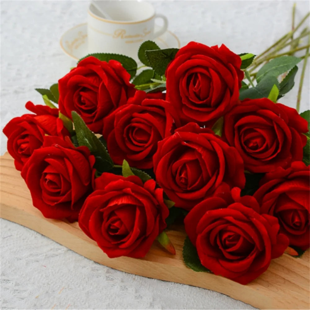 Artificial Silk Rose - Single Stem, 55 cm, 13 Colors, Realistic Foam Petals for Weddings, Home Decor & Gifting