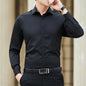 Plus Size Men’s Long Sleeve Business Shirt - Slim Fit Solid White Dress Shirt Sizes M–8XL