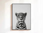 Fashion Stylish Wall Art Print - Trendy Leopard Roar Print - Black and White - Home Decor - Printable Wall Art Digital Download