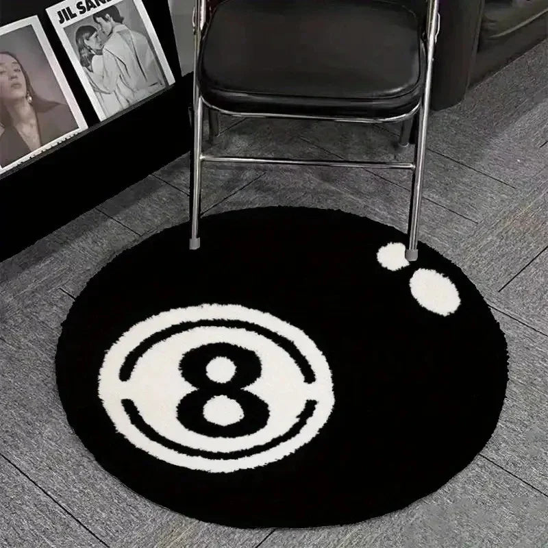 VIKAMA Black 8-Piece Billiards Carpet - Soft Fuzzy Living Room Floor Mat - Bedside Rug For Bedroom - Ideal For Soft Home Decor