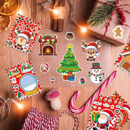 8/16PCS Christmas Puzzle Stickers DIY Stickers Gift Stickers Party Stickers Image Stickers Creative Stickers