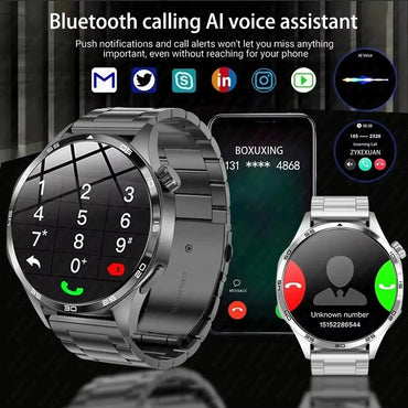BOXUXING 2026 New Smart Watch Men Watch 5 Pro AMOLED HD Screen Bluetooth Call GPS Trajectory NFC Heart Rate Compass SmartWatches