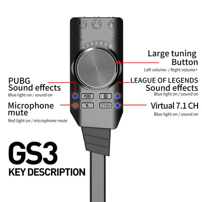 External USB 7.1 Channel Sound Card Adapter with Volume Control - 3.5mm Headset Jack for PC & Laptop