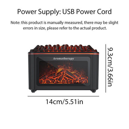 Simulated Fireplace Aroma Diffuser with 7-Color Flame Effects, Retro-Style Charcoal Design, Essential Oil Diffuser for Home Use