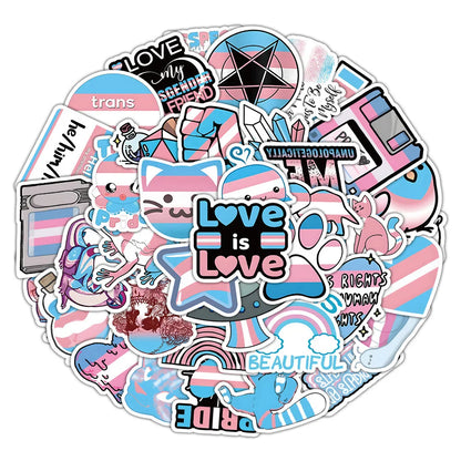 10/30/60pcs Transgender Pride Stickers Toys Rainbow Lesbian Bisexual Pansexual Gay Graffiti Decals Skateboard Laptop Sticker