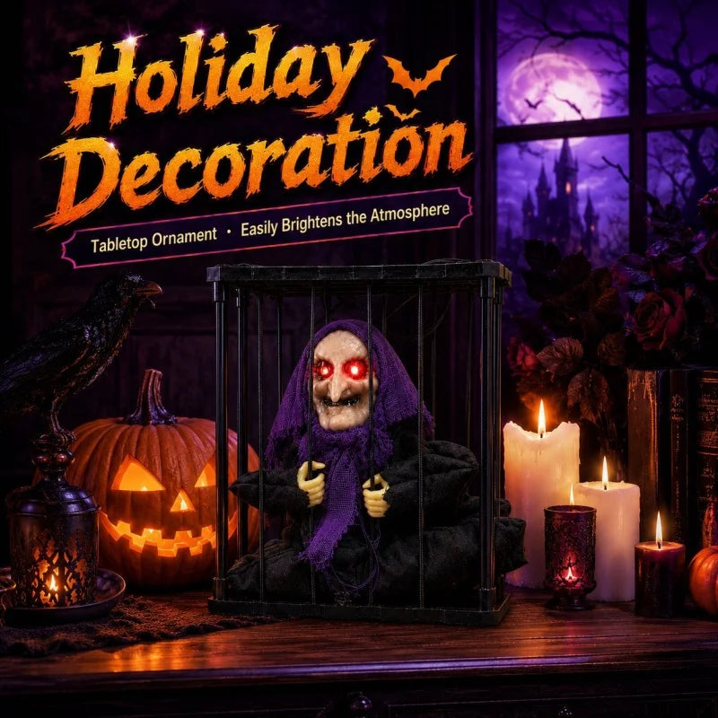 Halloween Witch Cage Hanging Ghost Ornament - Deep Sapphire