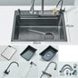 304 Stainless Steel 60 x 45 cm (23.6 x 17.7 in) Single Bowl Kitchen Sink with Waterfall Faucet Set, Soap Dispenser & Filter