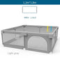 Light Gray Baby Playpen with Pull Ring - Play Yard & Ball Pit Safety Fence for Toddlers