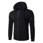 Men's Slim-Fit Zipper Hoodie Jacket – Autumn/Winter Long Sleeve Knit Polyester