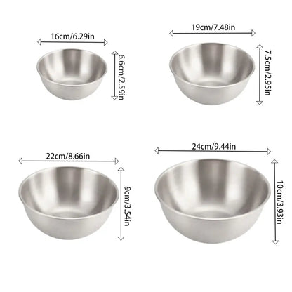 17-25cm Stainless Steel Gold And Silver Salad Bowl Rice Noodles Lamian Noodles Bowl Kitchen Tableware Food Container
