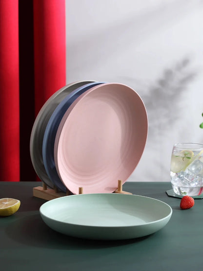 4-Pack Wheat Straw Dinner Plates – Lightweight Unbreakable Reusable, Microwave & Dishwasher Safe