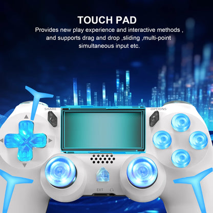 GAMINJA P412 Wireless Game Controller - PS4/PS3/PC, 6-Axis Gyro, Dual Vibration, Non-Linear Triggers, 600mAh, 6-8Hr Battery, Black/White