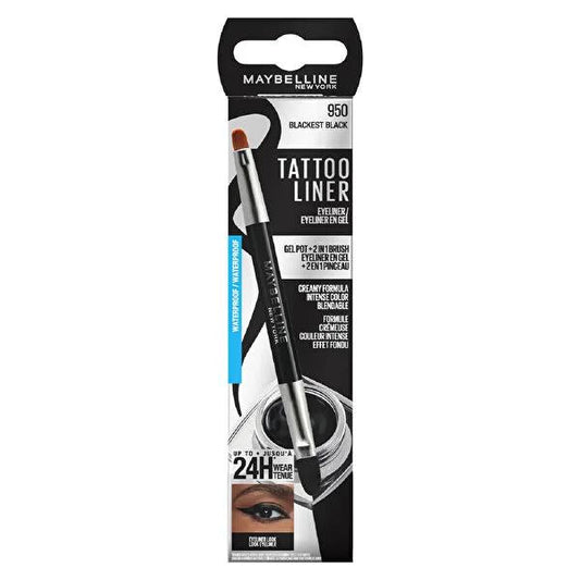 Maybelline Tattoo Liner: Blackest Black Gel Eyeliner - 24 Hour Smudge-Proof, Long-Lasting Intense Color & Easy Application